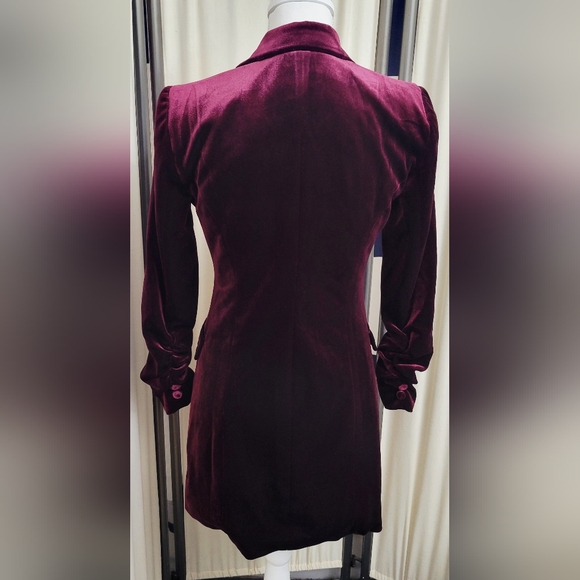 1. State Deep Burgundy Red Double-Breasted Velvet Blazer/Dress | Size 2 - Picture 2 of 3